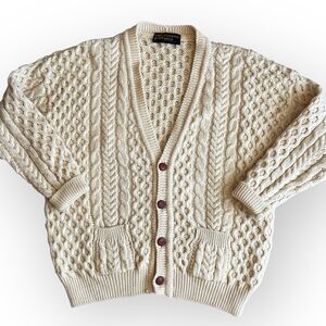 VTG Country Knitwear Wool Fisherman Cardigan Sweater Men’s XXL Irish Chunky Knit
